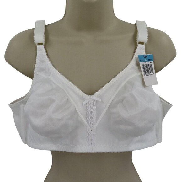 Bali 42C Double Support Wirefree Bra 3820 Wireless Unlined Solid White NEW Women - Picture 1 of 14